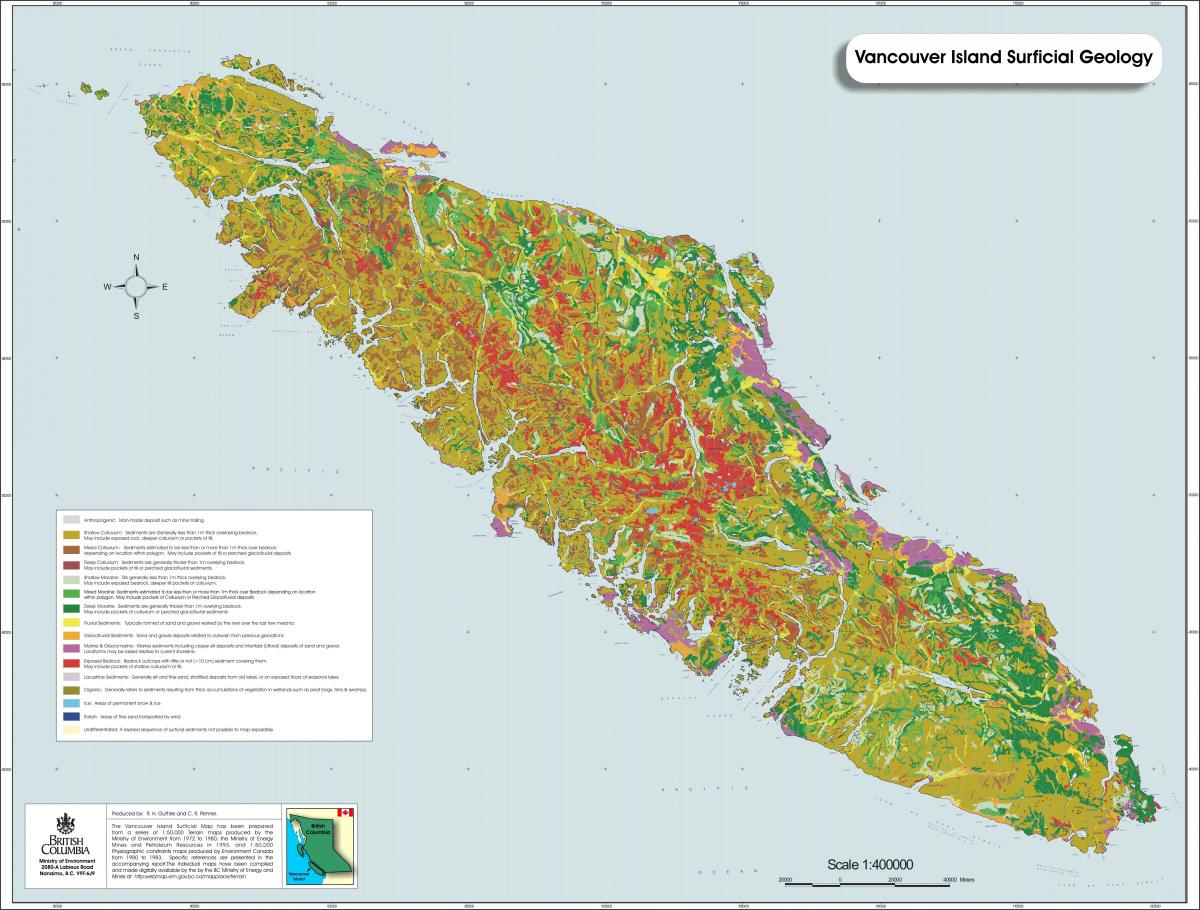 نقشہ وینکوور کے جزیرے ارضیات