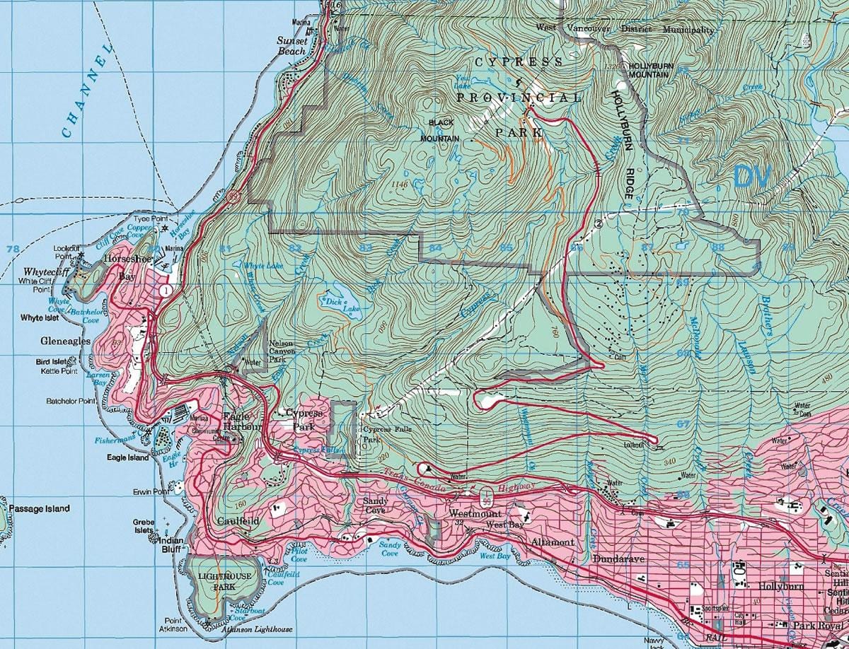 کا نقشہ وینکوور topographic