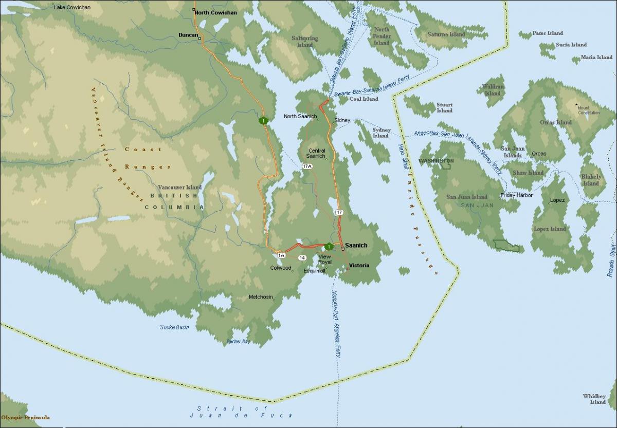 نقشہ کے saanich وینکوور جزیرے
