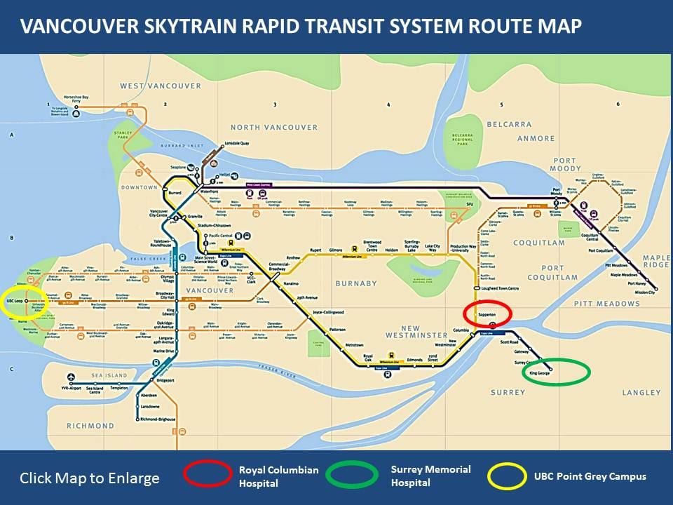 نقشہ کے skytrain کی طرف اشارہ میپل رج وینکوور