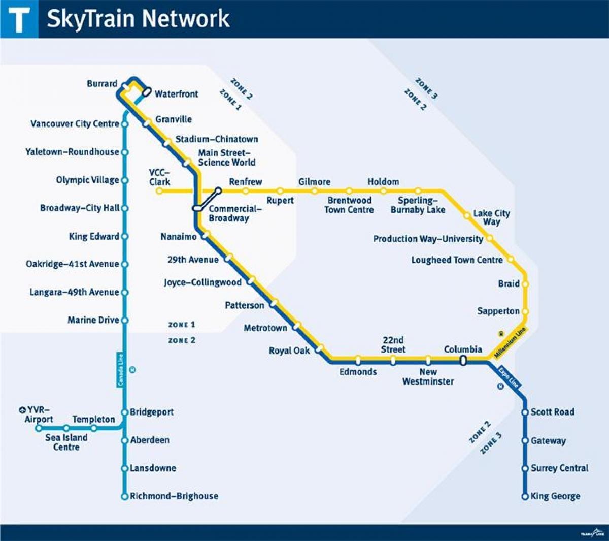 کینیڈا skytrain کی طرف اشارہ نقشہ