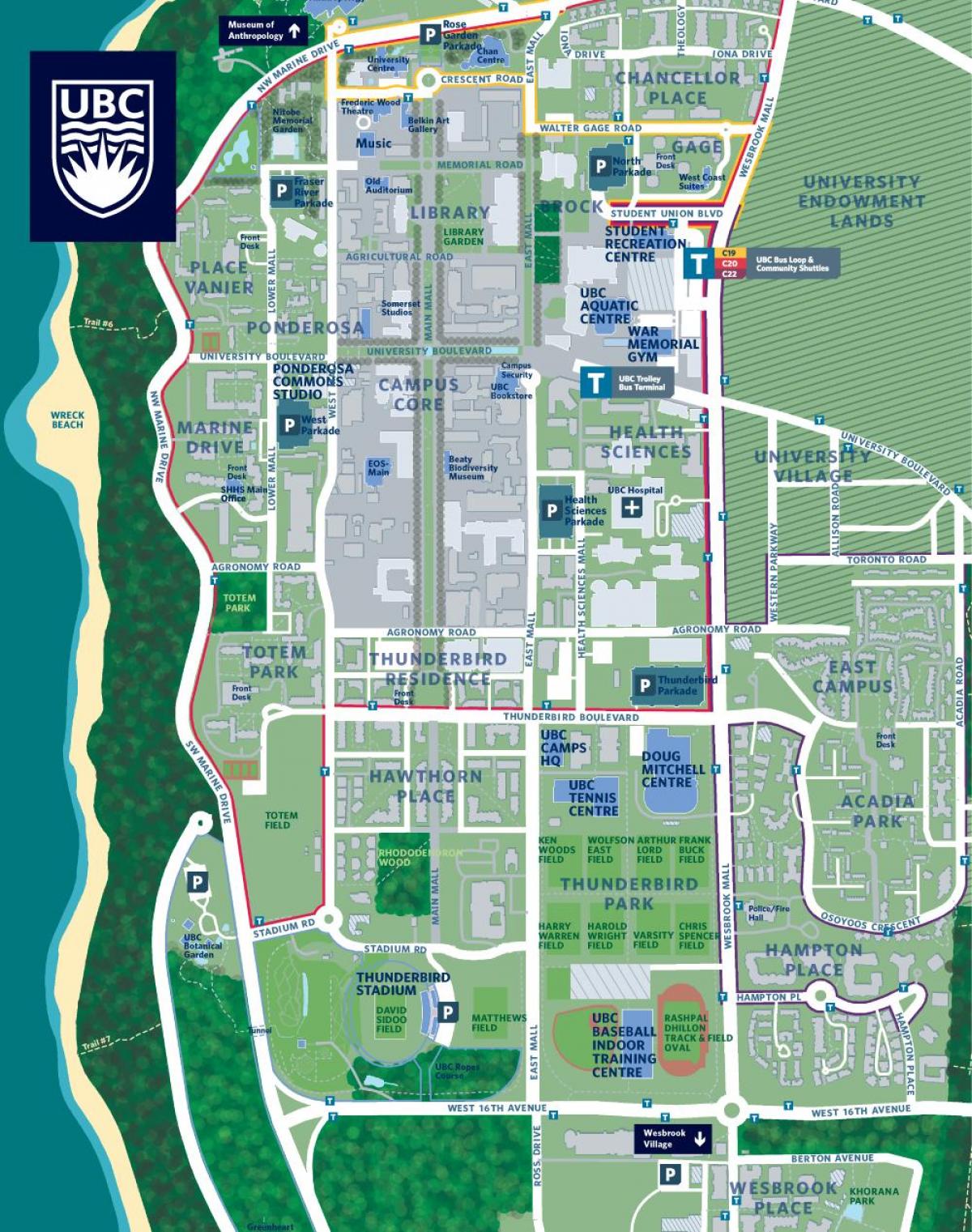 ubc وینکوور کیمپس کا نقشہ