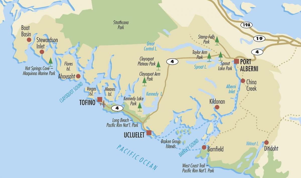 نقشہ کے ucluelet وینکوور جزیرے