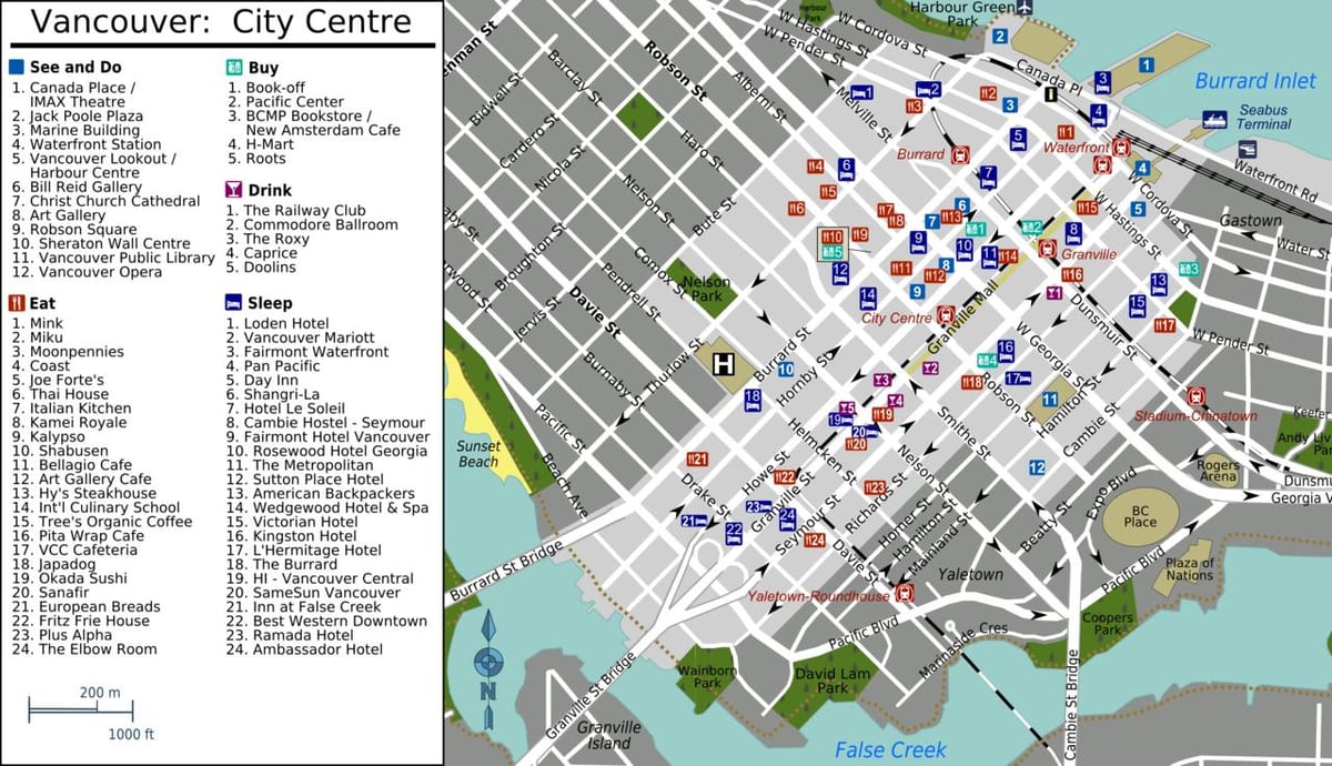 yaletown وینکوور نقشہ