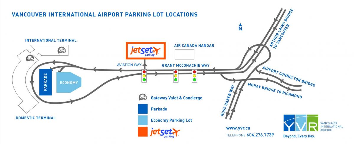 وینکوور ہوائی اڈے پارکنگ کا نقشہ