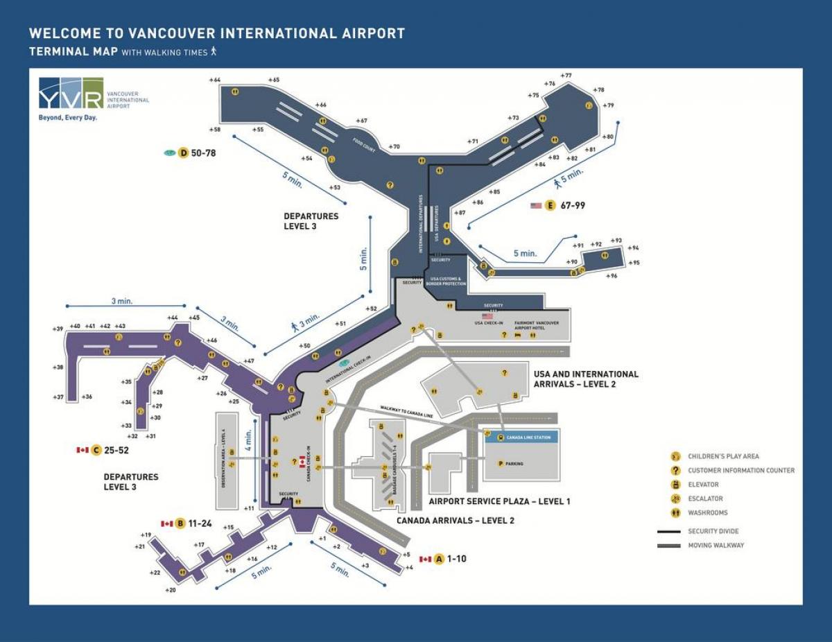 وینکوور کینیڈا ہوائی اڈے کا نقشہ