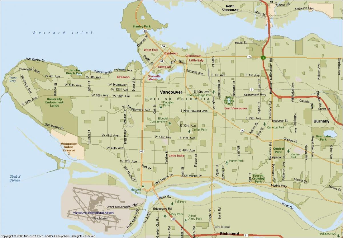 نقشہ کی سڑک وینکوور bc کینیڈا