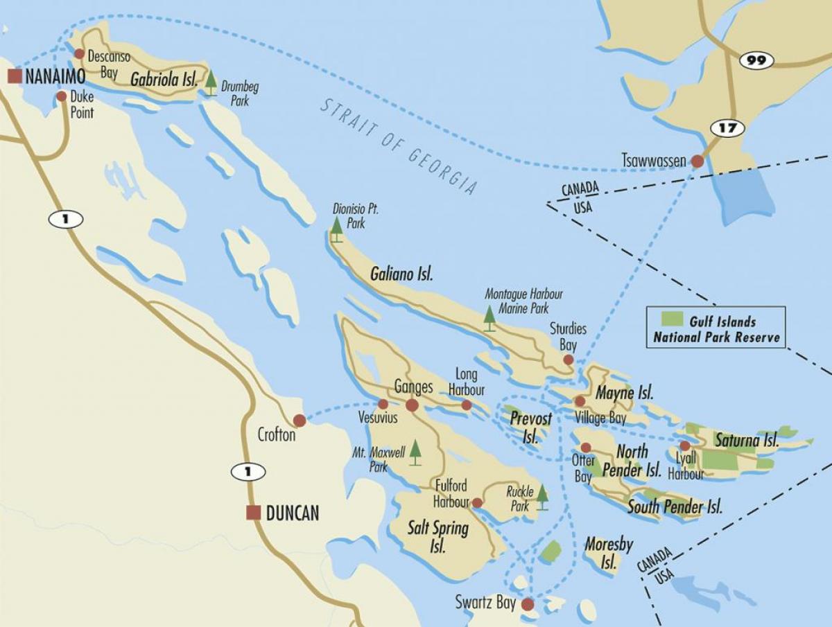 کینیڈین خلیجی جزائر کا نقشہ