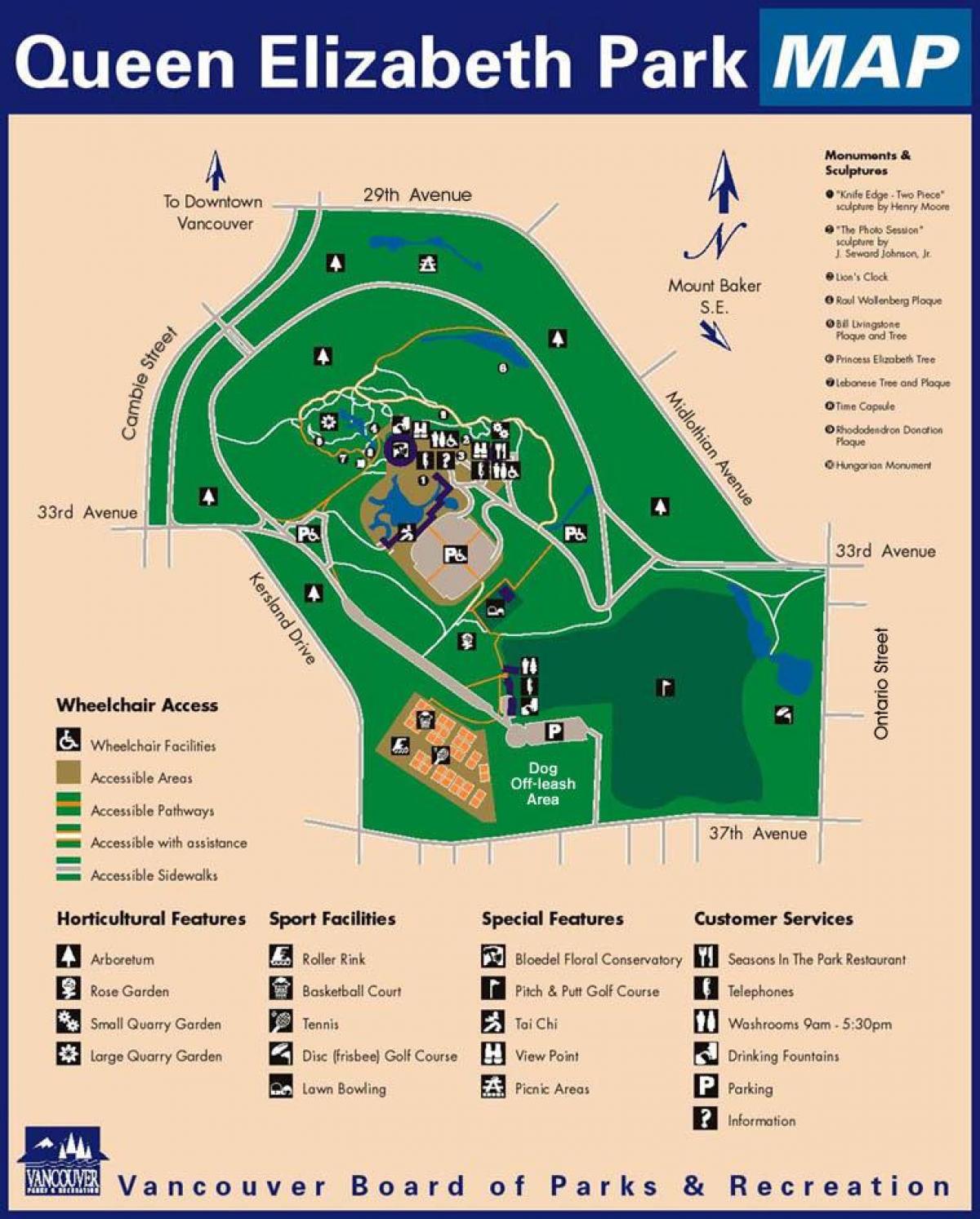 نقشہ کی ملکہ الزبتھ پارک وینکوور