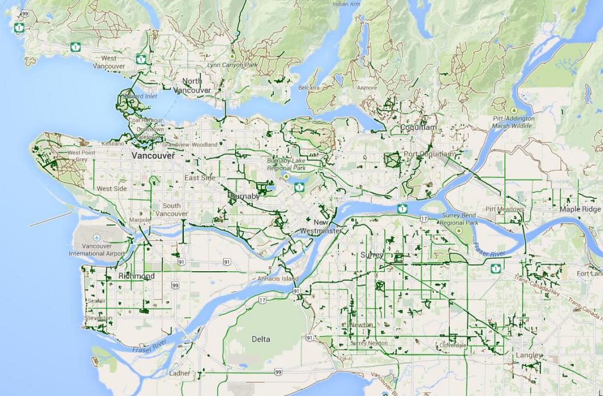 نقشہ کی میٹرو وینکوور سائیکلنگ