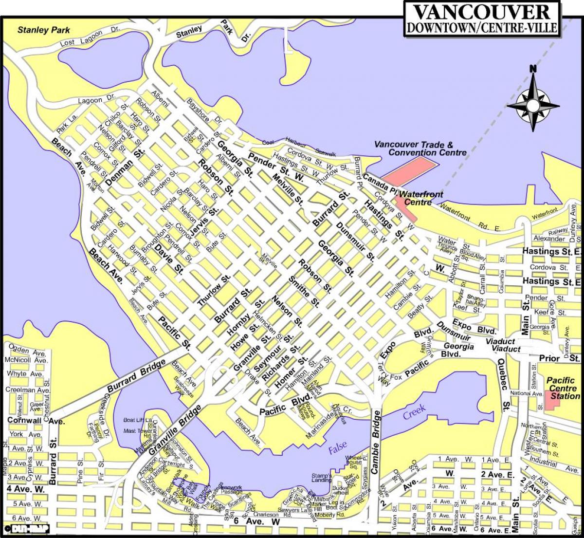 نقشہ کے شہر وینکوور کینیڈا