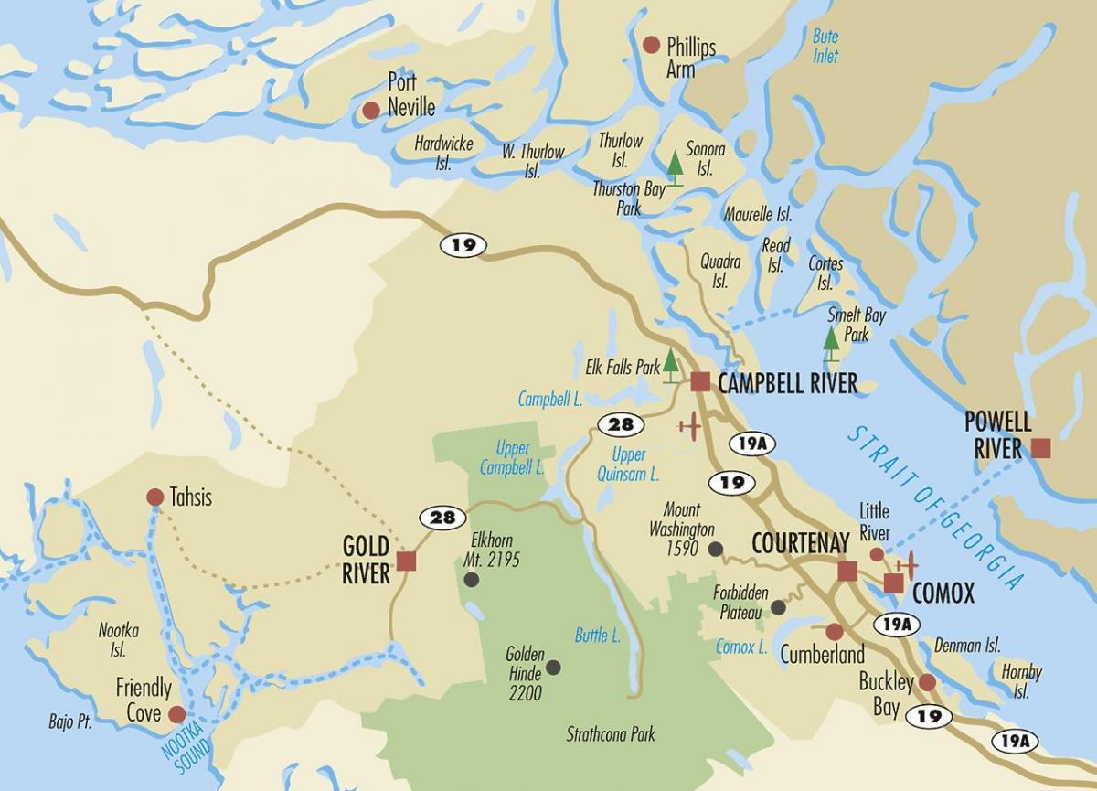 کیمبل دریا نقشہ وینکوور جزیرے