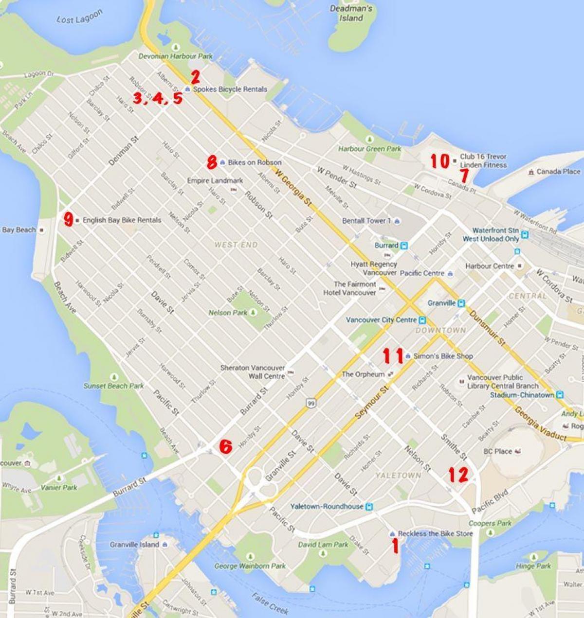 وینکوور سائیکل کا نقشہ