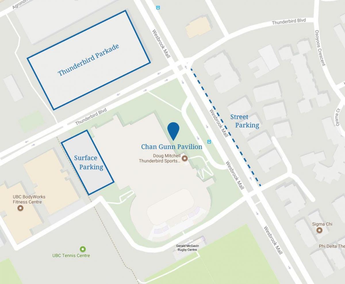 شہر کے مرکز میں وینکوور پارکنگ کا نقشہ
