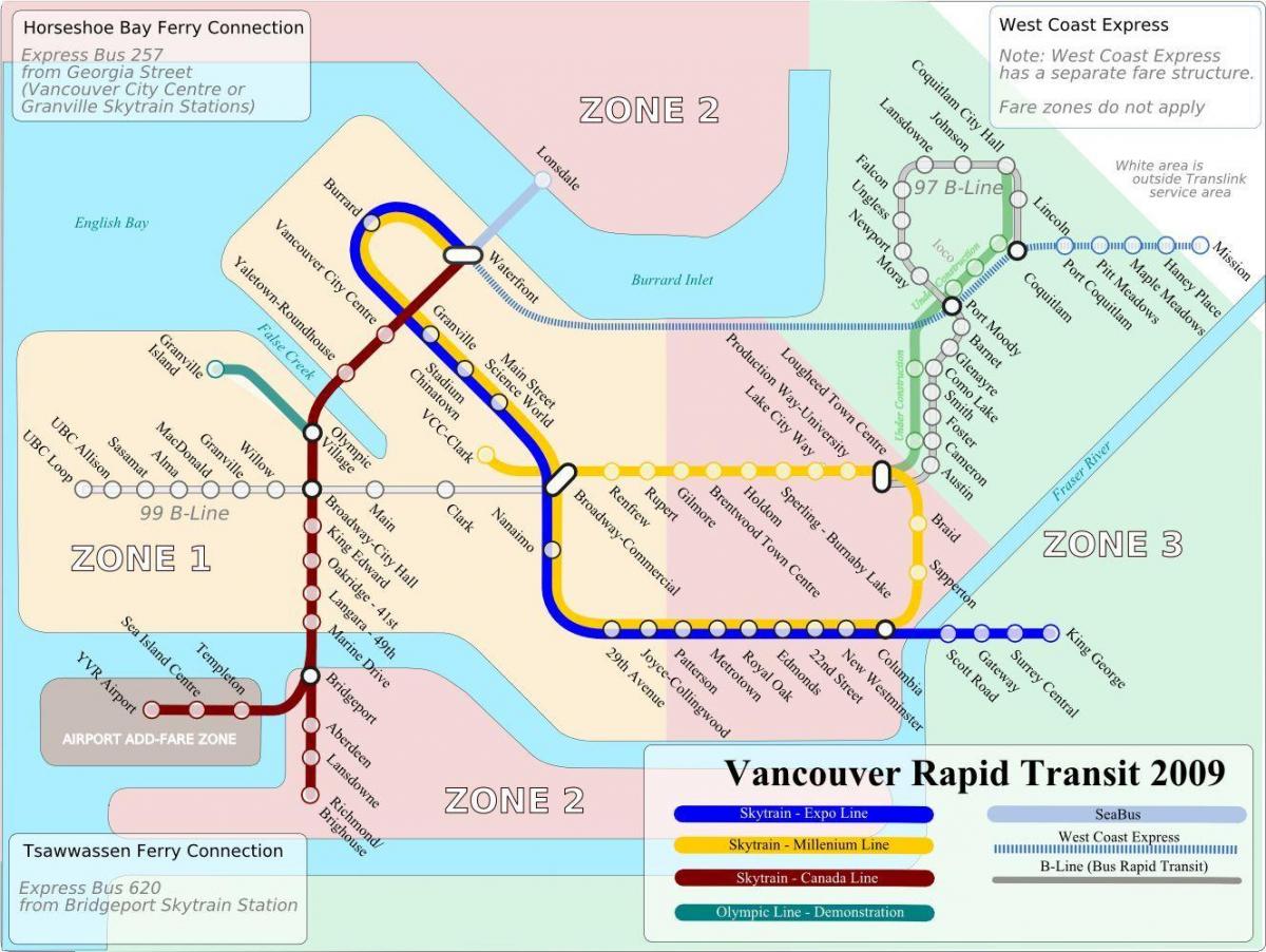 عوامی نقل و حمل کے نقشے وینکوور