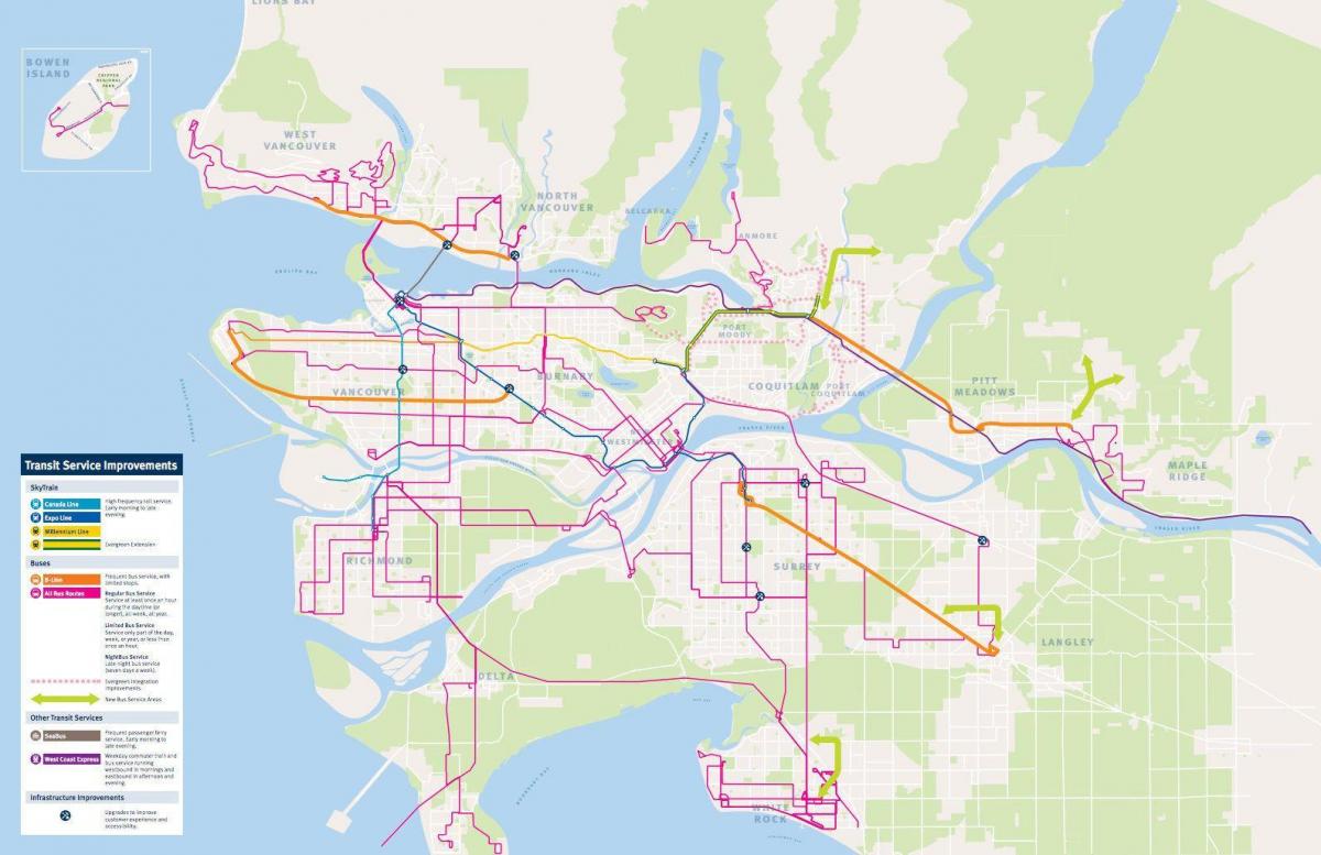 وینکوور نقل و حمل کے نظام کا نقشہ