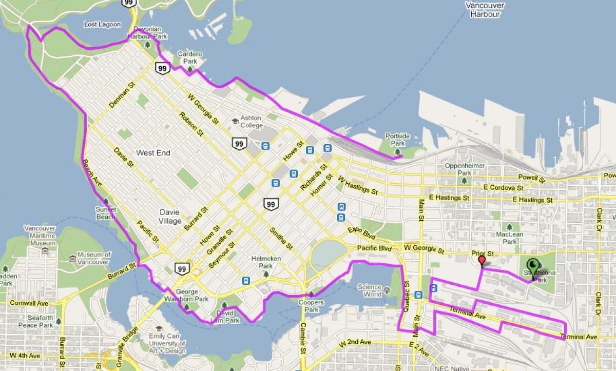 کے شہر وینکوور موٹر سائیکل کا نقشہ