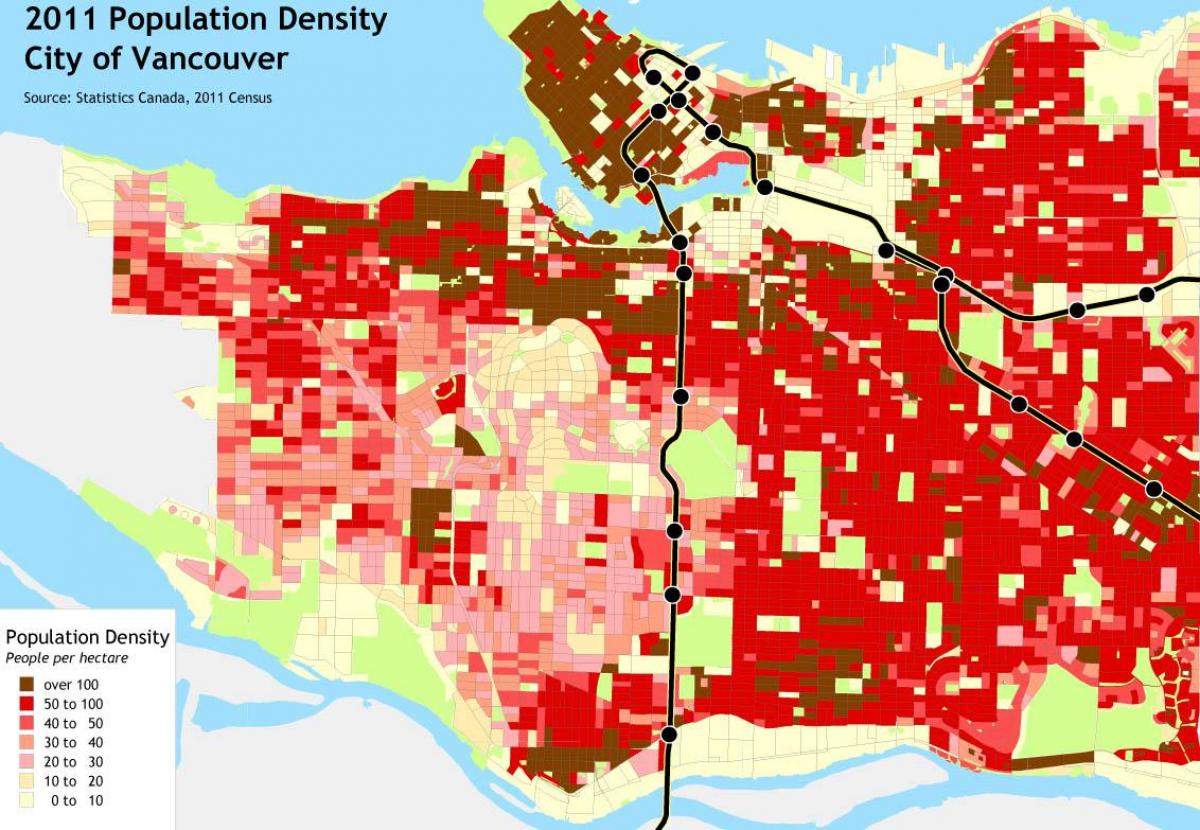 وینکوور آبادی کی کثافت نقشہ
