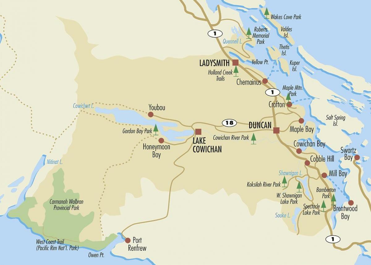 کا نقشہ < ؛ ؛ > ڈنکن وینکوور جزیرے 
