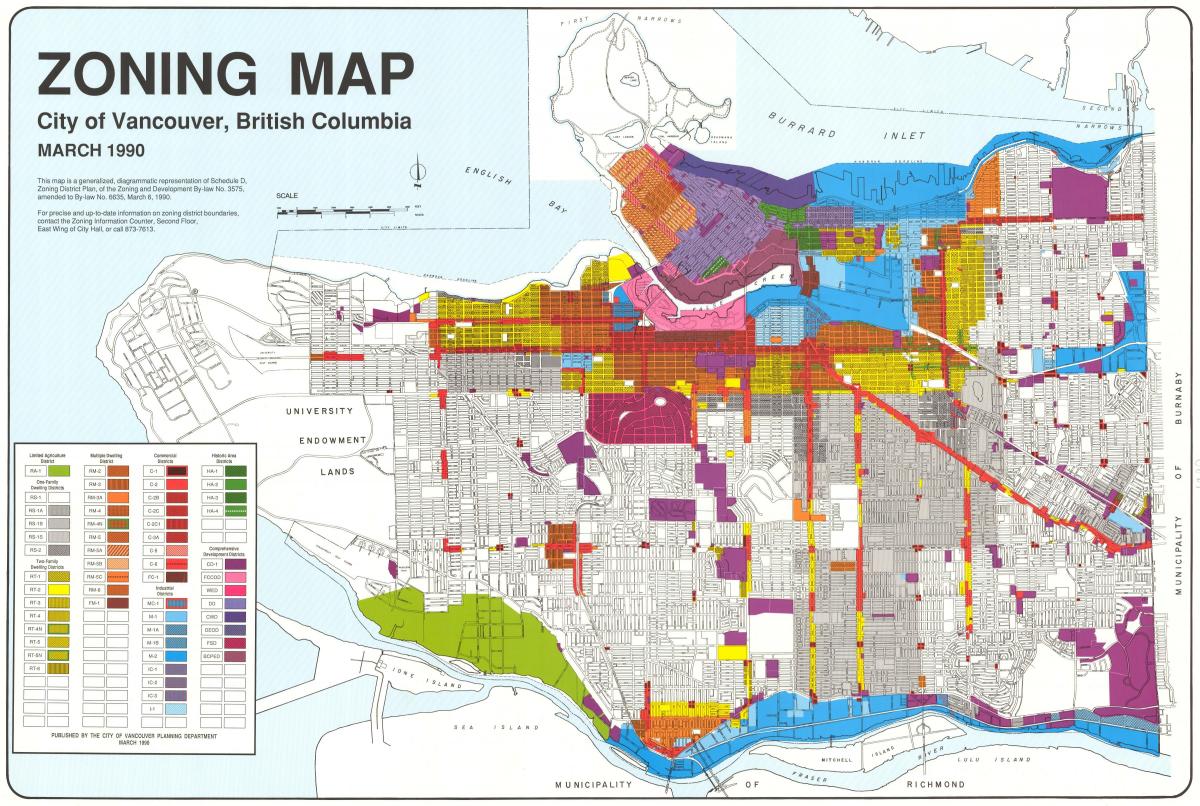 ویسٹ وینکوور zoning کا نقشہ