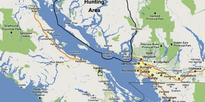نقشہ وینکوور کے جزیرے شکار