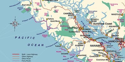 کیمپنگ وینکوور جزیرے کا نقشہ
