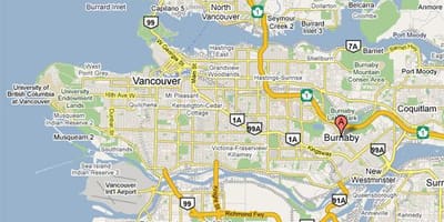 نقشہ کے burnaby وینکوور
