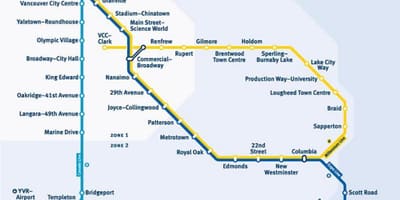 کینیڈا skytrain کی طرف اشارہ نقشہ