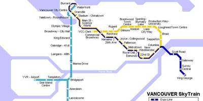 نقشہ کے yvr skytrain کی طرف اشارہ